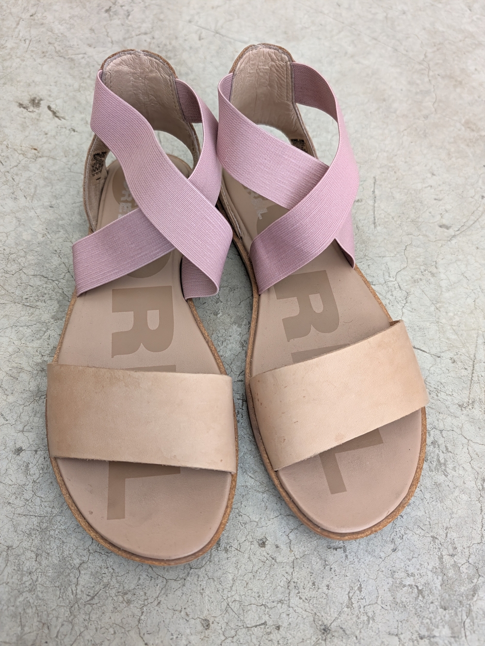 Sorel Women’s Pink Elastic-Strap Leather Sandals